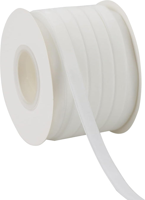White Velvet Ribbon, 3/8 Inch, Single Face Thin Velvet for Gift Wrapping, Wedding, Hair Bows, Crafts, 25 Yards