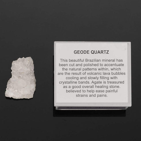 CXD-GEM Natural Gemstone Box Collection Set of 4 - Irregular Mineral Rock & Tumbled Stone Display Box