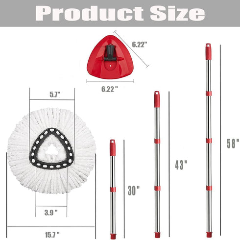 Spin Mop Head, Base, Handle Replacement for O-Ceda EasyWring Microfiber Spin Mop Combo Set