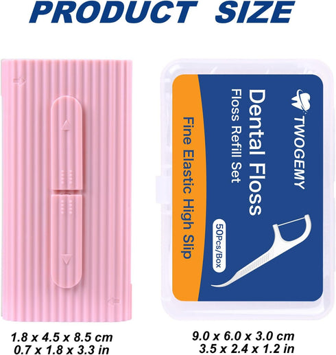 Pink Dental Floss, 2 Pack 10 Count & 50 PCS/Box, Total 70 Picks for Portable Oral Care