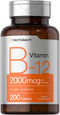 Horbaach B-12, 2000mcg Per Serving, 200 Vegetarian Tablets, Non-GMO & Gluten Free for Adults