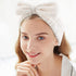 YISSION 2PCS Spa Headband with Bow, No Slip Elastic Hair Band for Face Wash, Makeup Skincare for Women Girls (White
