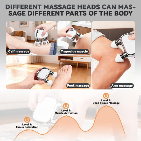 Mini Handheld Massager for Neck, Shoulders & Back, Portable Dual Head Electric Body Massager with Brushless Motor