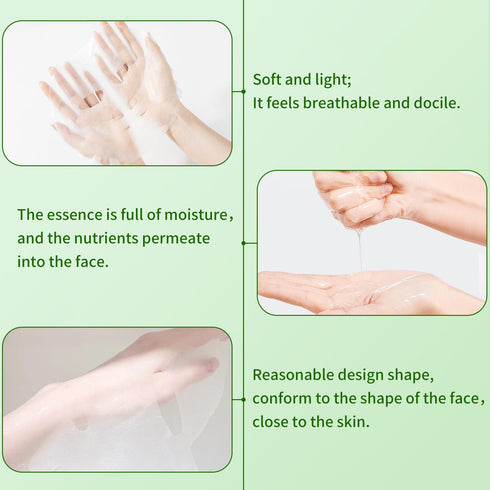 Aloe Vera Face Mask, Hydrating Skincare for Dry, Oily, Sensitive Skin, 10-Pack Moisturizing Facial Masks