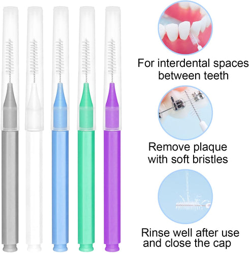 EasyHonor Braces Brush for Cleaner Interdental Brush, Toothpick Dental Flossing Tool (5 Colors, 75pcs)