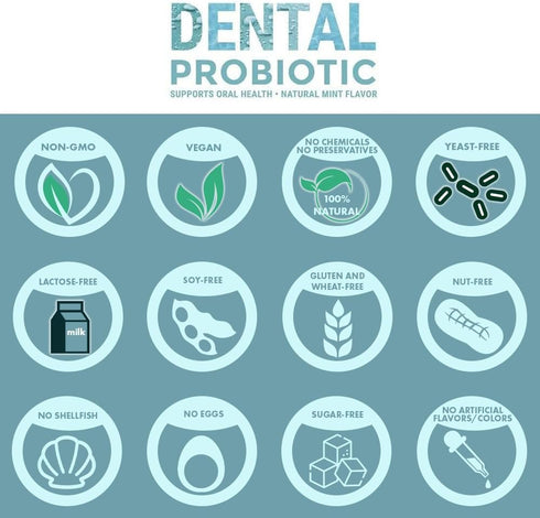 Dental Probiotic, 30 Sugar Free Chewable Tablets, Mint Flavor, Vegan Supplements for Oral Health