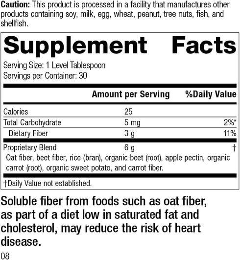 Standard Process Whole Food Fiber - Bowel, Digestion and Digestive Health, Vegetarian, 7 Ounce
