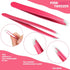 Mudder 12 Pcs Eyebrow Tweezers Set, Stainless Steel Slanted Tip Tweezers in Bulk for Men and Women, Rose Red