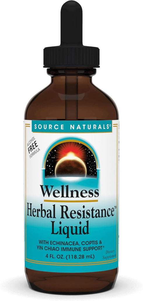 Source Naturals Wellness Herbal Resistance Liquid, Echinacea, Coptis, Yin Chiao, Immune Support, 4 Fl Oz