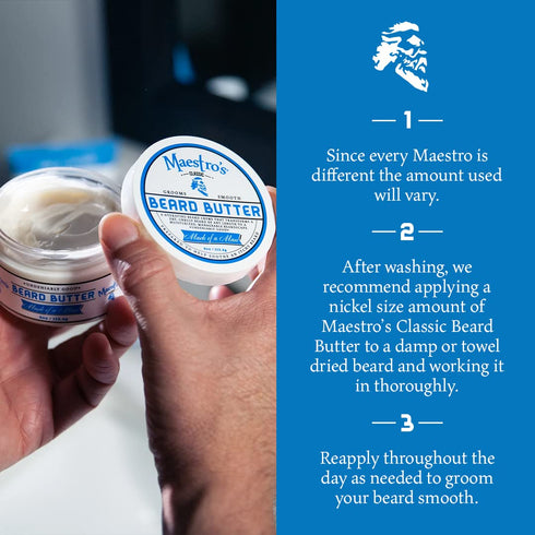 Maestro's Classic BEARD BUTTER | 4 Ounce Mark of a Man Blend, Hydrating, Anti-Itch, Extra Soothing for All Beard Types
