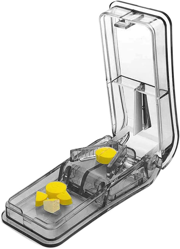 Pill Cutter for Small or Large Pills - The Best Multiple Pill Splitter Design in the USA, Keychain Pill Holder Bonus