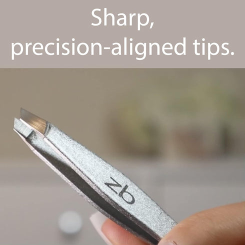 Surgical Grade Stainless Steel Tweezers, Slant Tip for Eyebrow Shaping, Bonus Protective Pouch