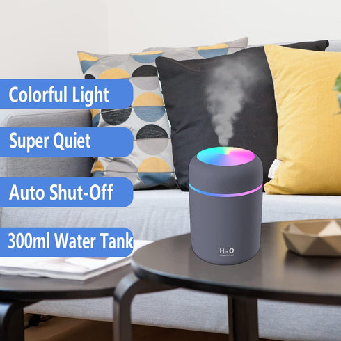 Colorful Cool Mini Humidifier, Essential Oil Diffuser, USB Personal Desktop Humidifier, Navy Blue