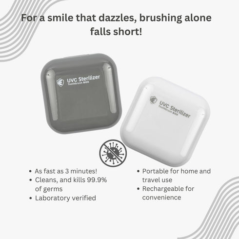 UV-C Toothbrush Cleaner, Portable Brush Cover, Holder, and Travel Case for Almost All Toothbrush Sizes (White)