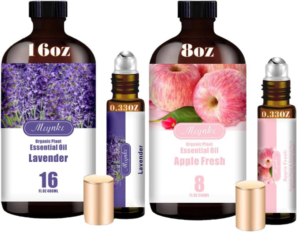Lavender & Apple Essential Oils Set, 16oz & 8oz Pure Natural Scent