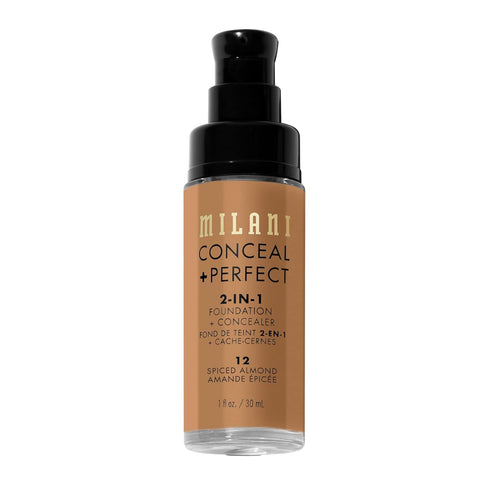 Milani Conceal + Perfect 2-in-1 Foundation + Concealer, Spiced Almond, Waterproof, Under Eye Corrector