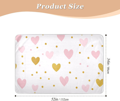 miaozhen 52" 34" Heart Dot Valentine's Day Extra Large Resuable Changing Pad Covers Soft Absorbent Pets Potty Training