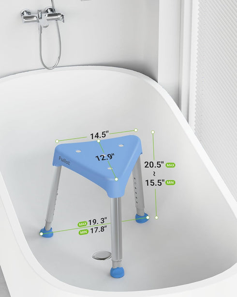 400 lbs Space-Saving Triangular Shower Chair for Elderly and Disabled, FSA/HSA Eligible Adjustable Shower Stool Seat