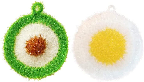 Avocado and Egg Shape Acrylic Dish/Pot Scrubbers – Cute Food Dish Sponge No Odor Kitchen Sponge (2 Pack)