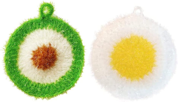 Avocado and Egg Shape Acrylic Dish/Pot Scrubbers – Cute Food Dish Sponge No Odor Kitchen Sponge (2 Pack)