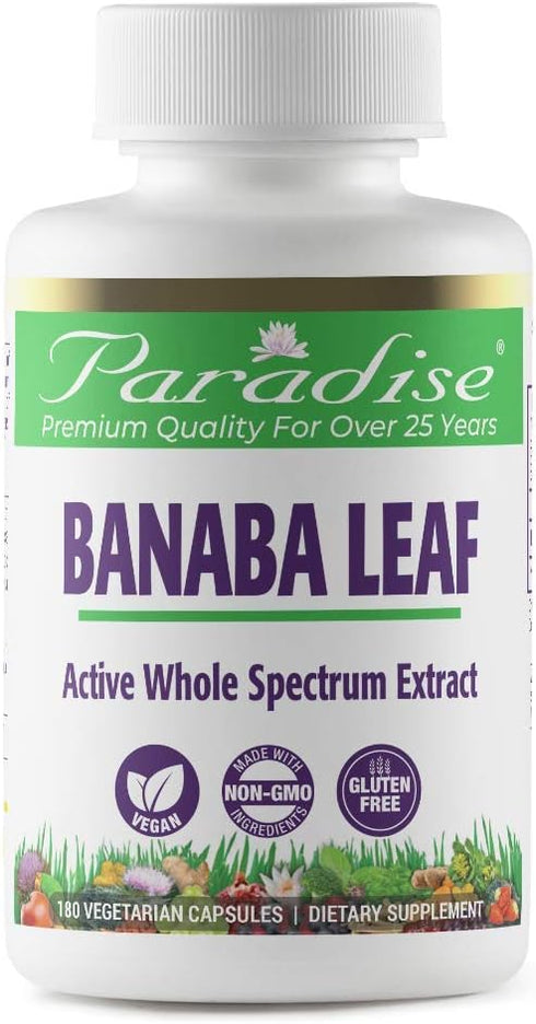Paradise Herbs Banaba Leaf, 12:1 Concentrated Extract, 250 mg, Vegan, Gluten-Free, 180 Count