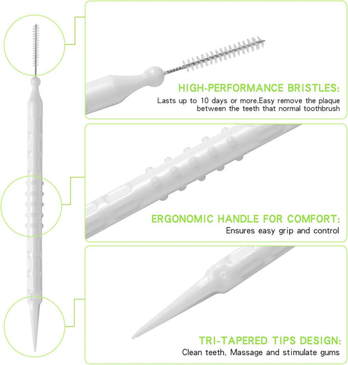 Toothpicks Interdental Brushes Picks, Double-Ended Soft Bristle Dental Floss Picks, 40PCS Portable Oral Care Tool