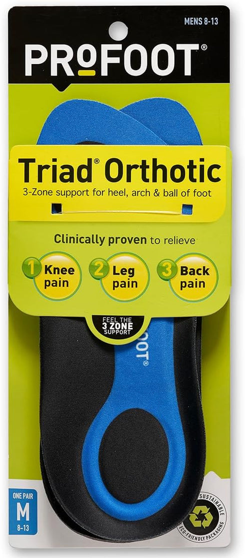 PROFOOT Triad Orthotic, Men's Size 8-13, 1 Pair for Foot Support