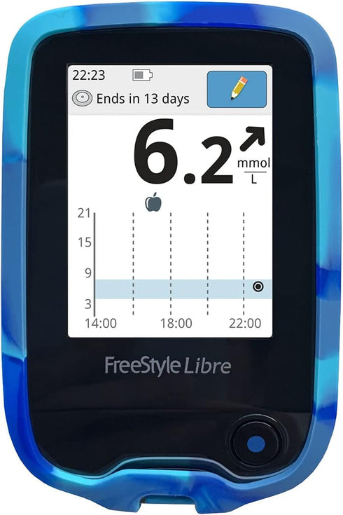 Freestyle Silicone Case, Protective Silicone Cover for Freestyle Libre/Libre 2 Insulinx Meter (Mixed Blue)
