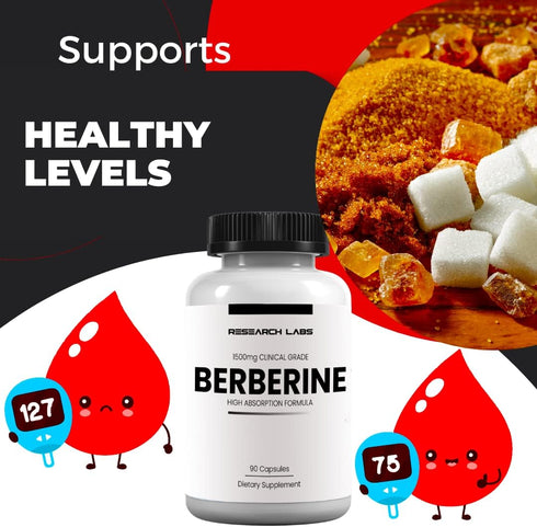 Research Labs 2 Fer 1 Ad - 1500mg Clinical Grade Berberine High Absorption Formula & BerberQuil™ Support. 180 Total Capsules