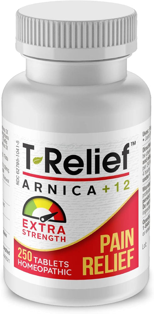 MediNatura T-Relief Extra Strength Arnica, 12 Natural Homeopathic Actives for Joint Muscle Aches, 250 Tablets