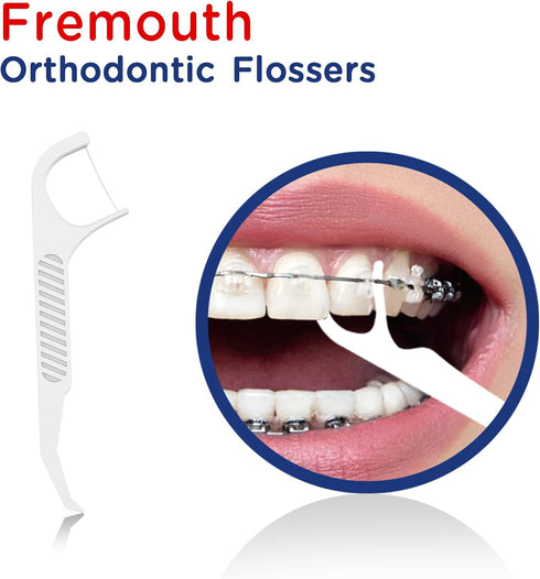 Orthodontic Flossers for Braces - 100 Count (Pack of 2) with Travel Case