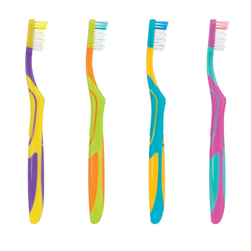 SmileGoods Y321 Youth Toothbrush, 32 Tuft, Soft Bristle, Assorted Colors, Bulk Pack of 72
