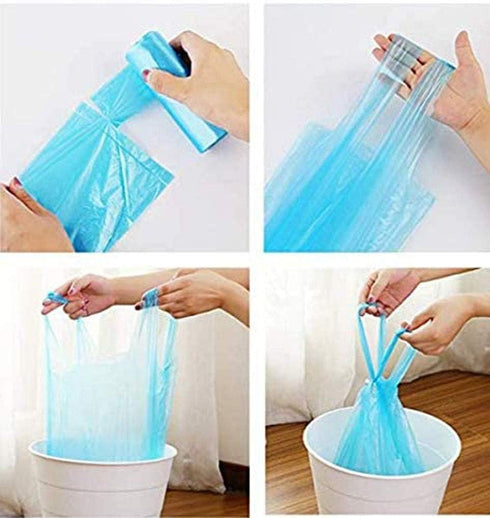 100 Pcs Kitchen Garbage Bags, 4 Gallon Blue 45x60Cm Trash Bags with Handles for Bathroom, Small Trash Bags, Contractor