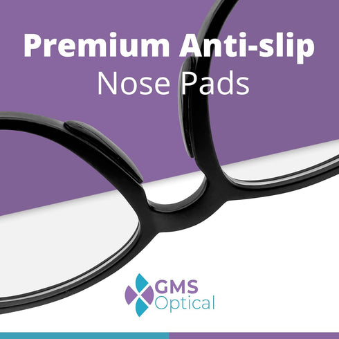 GMS Optical 1.3mm Ultra-Thin Anti-Slip Adhesive Contoured Silicone Eyeglass Nose Pads, 2 Sets / 5 Pack (10 Pair, Black)