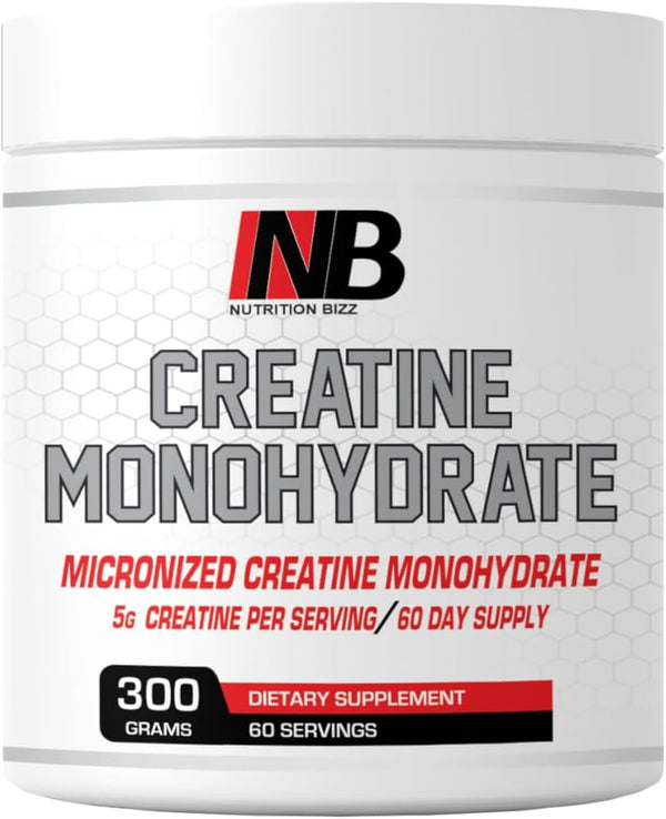 Micronized Creatine Monohydrate Powder, 300 Grams Unflavored, 60 Days Supply, 5 Grams Per Serving