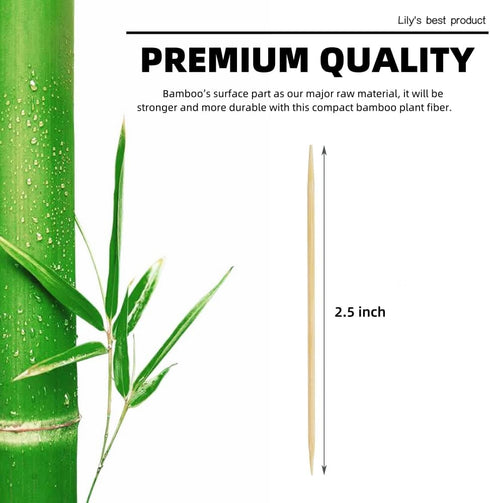 HOPELF 1200 Count Bamboo Toothpicks, Double-Points Wooden Toothpick for Appetizer, Barbecue, Cocktail, Teeth Cleaning