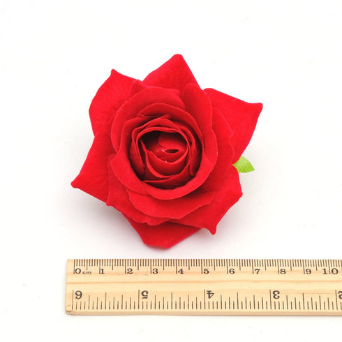 Red Rose Flower Hair Clip Comb, Brooch Pins for Flamenco Dancer Bride Wedding Fabric Flowers Hairpins