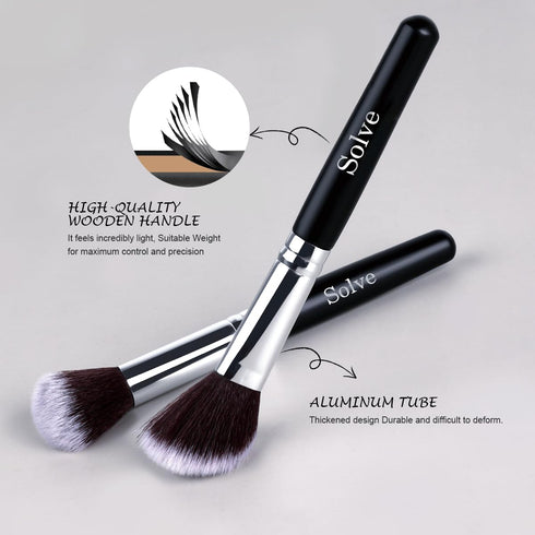 SOLVE Makeup Brush Set, 32 Pieces Professional Brushes Kit, Wooden Handle, Black