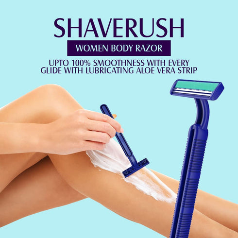Mom & World ShaveRush Mellow Body Razor, 4 in 1 Stainless Steel Twin Blade with Aloe Vera Strip, Pack of 5