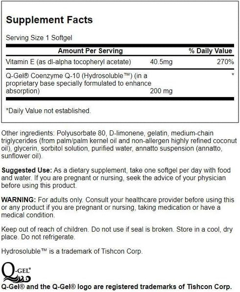 Swanson Q-Gel Mega 200, 200 Milligrams, 30 Softgels