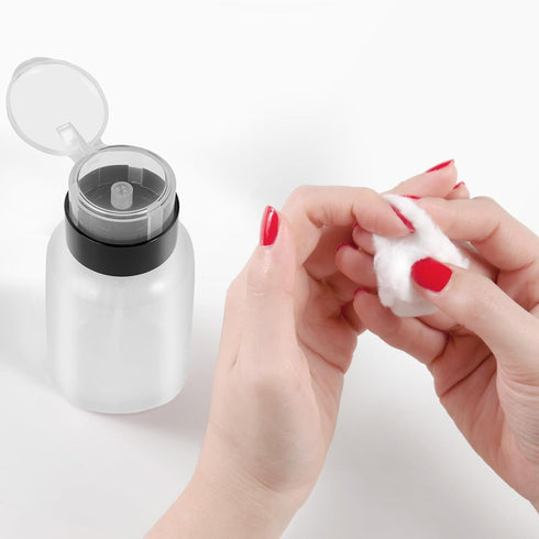YAMYONE Nail Polish Remover Pump 2 Pack, 200ml Acetone Dispenser Bottle for Makeup Remover, Lockable Push Down
