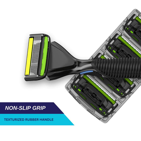 SWIPE Premium Men's 6-Blade Razor Kit with Flex Head Handle + 4 Refills (No Trimmer)