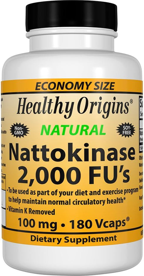 Healthy Origins Nattokinase 2,000 FU's Multi Vitamins, 100 mg, 180 Count