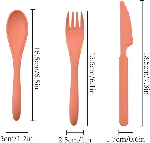 Knives, Spoons, and Forks Set, Wheat Straw Reusable Flatware Set for 4, Utensils for Party, Travel, Picnic