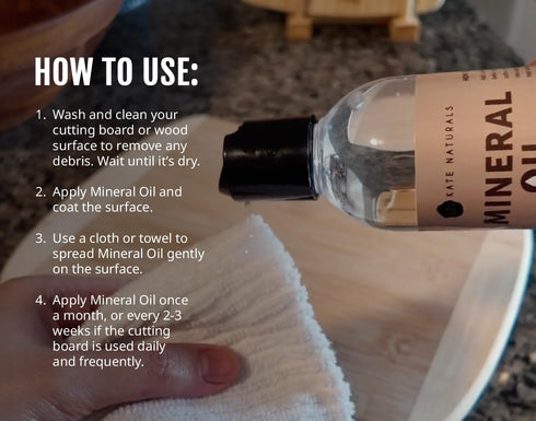 Kate Naturals Mineral Oil for Wood Cutting Board, Food Grade Mineral Oil for Butcher Block & Utensils