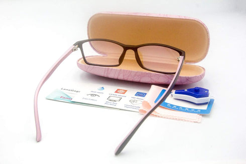 Women Anti Blue Light Glasses Block Eye Strain with Case Tester, Gaming Computer Glasses, UV Blocker Clear Lens