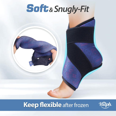 Hilph Ankle Heel Ice Pack Wrap for Swelling & Achilles Tendonitis, Reusable Gel Ice Pack for Pain Relief (Blue)