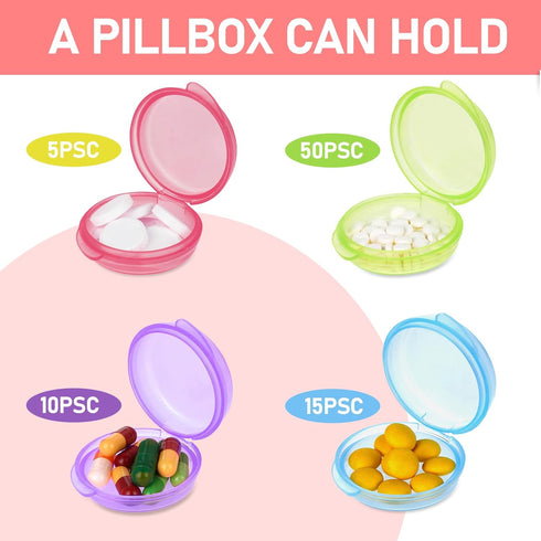 4 Pcs Mini Pill Organizer: Cute Portable Pill Case for Pocket Purse Travel Storage Containers, Earplug Case, Medicine