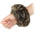 MORICA 1PCS Messy Hair Bun Extension, Curly Wavy Synthetic Chignon Hairpieces for Women (Dark Brown & Ash Blonde)