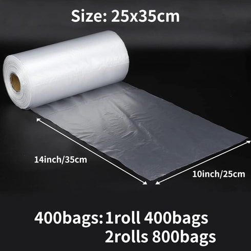 MBLABEL 10" 14" 2 (800 X Clear Plastic Produce Bags, Rolls Food Storage Bags, Plastic Produce Bags Roll for Bread